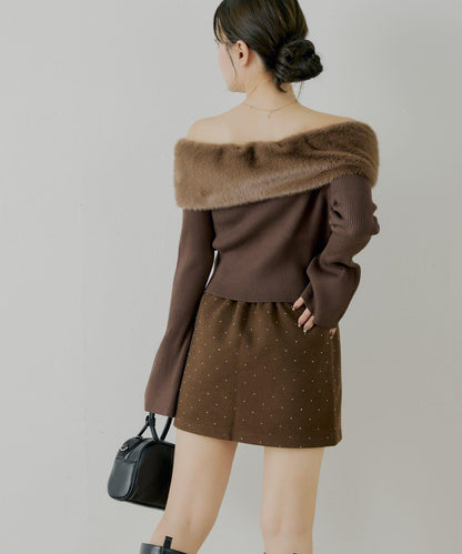 鑲鑽梯形修身迷你裙