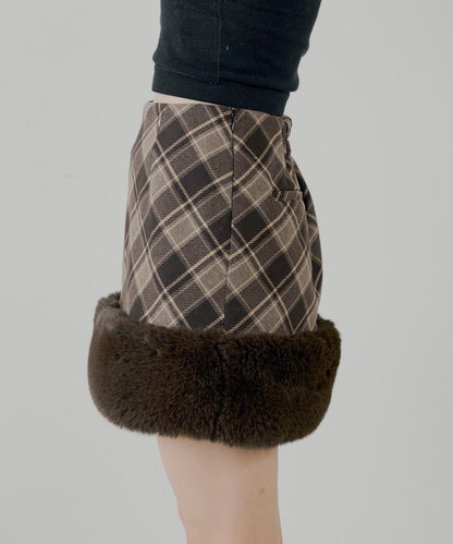 下襬毛絨緊身迷你裙