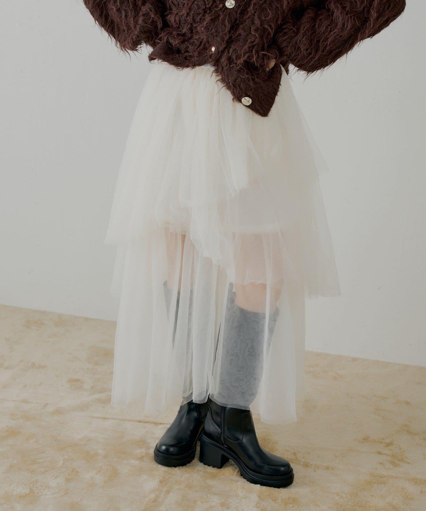 隨機網紗拼接傘裙