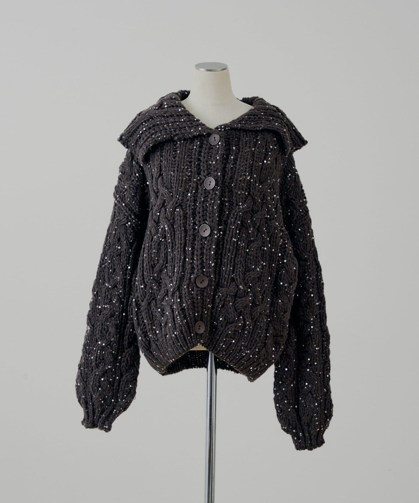 亮片編織寬鬆開衫