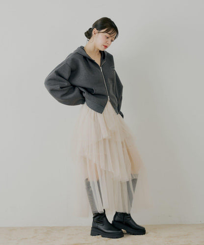 隨機網紗拼接傘裙