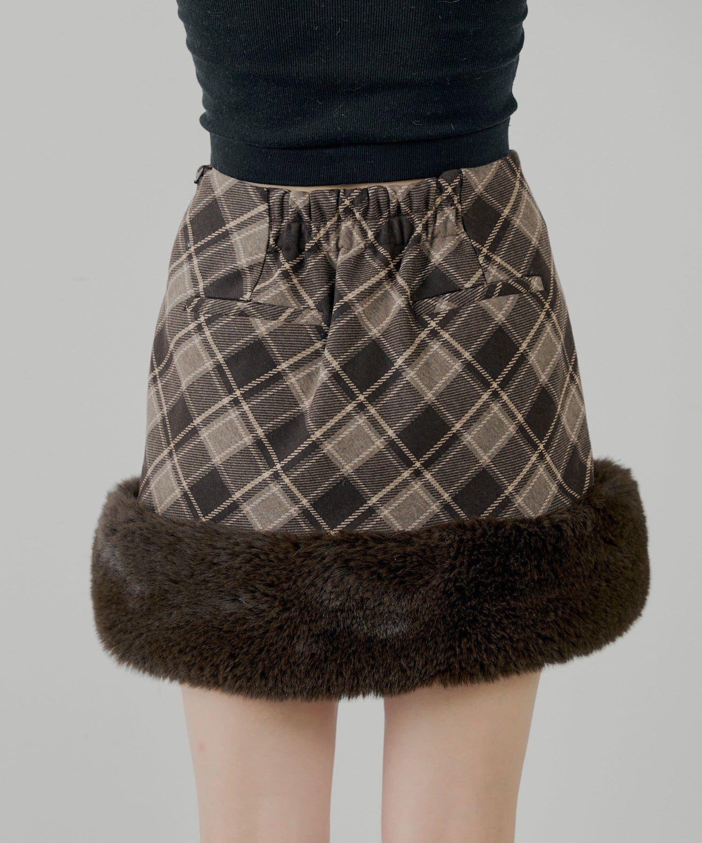 下襬毛絨緊身迷你裙