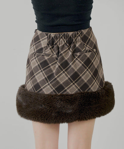 下襬毛絨緊身迷你裙
