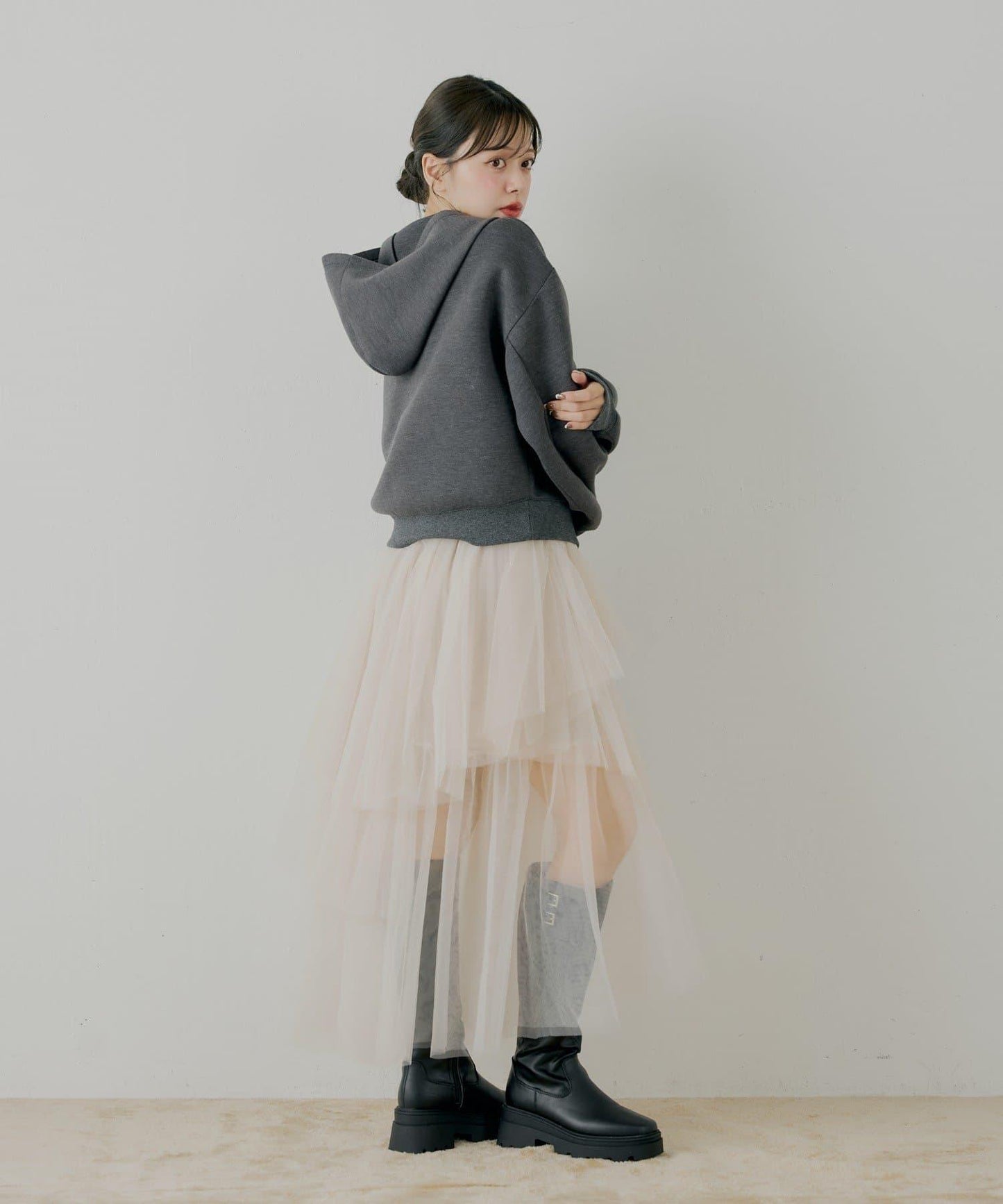 隨機網紗拼接傘裙