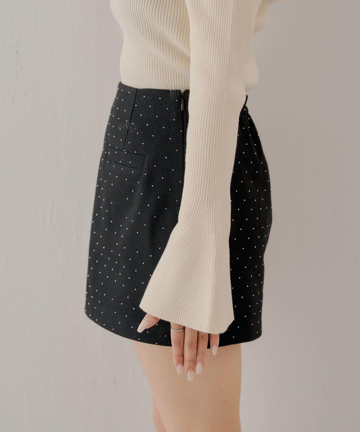 鑲鑽梯形修身迷你裙