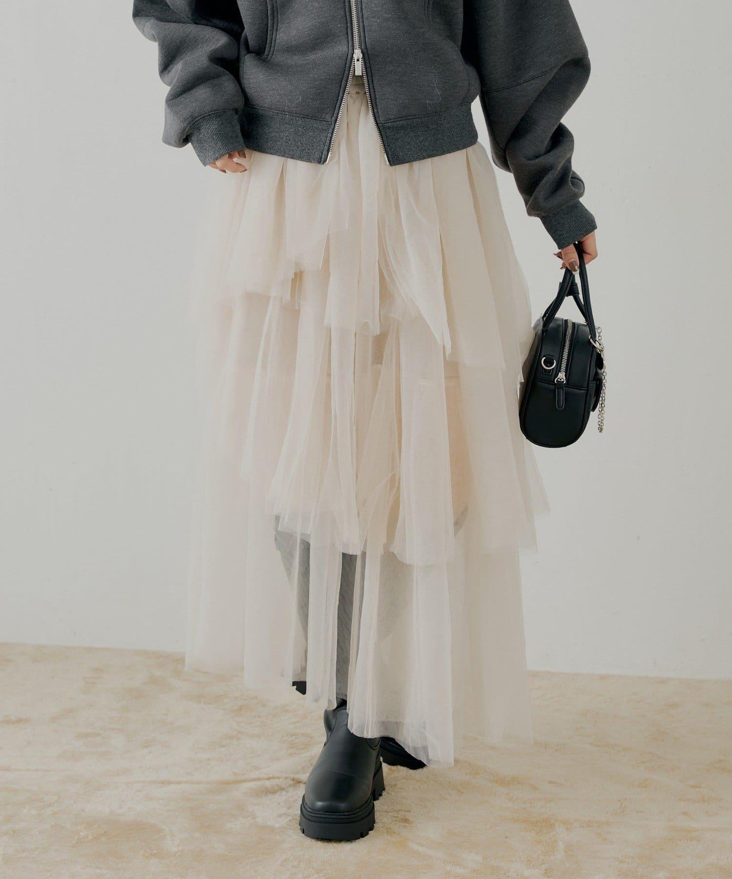 隨機網紗拼接傘裙