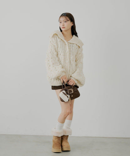 亮片編織寬鬆開衫