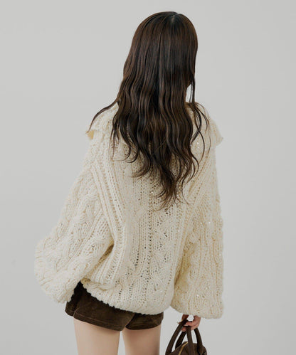 亮片編織寬鬆開衫