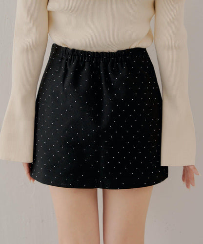 鑲鑽梯形修身迷你裙