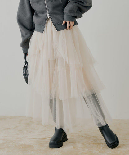 隨機網紗拼接傘裙