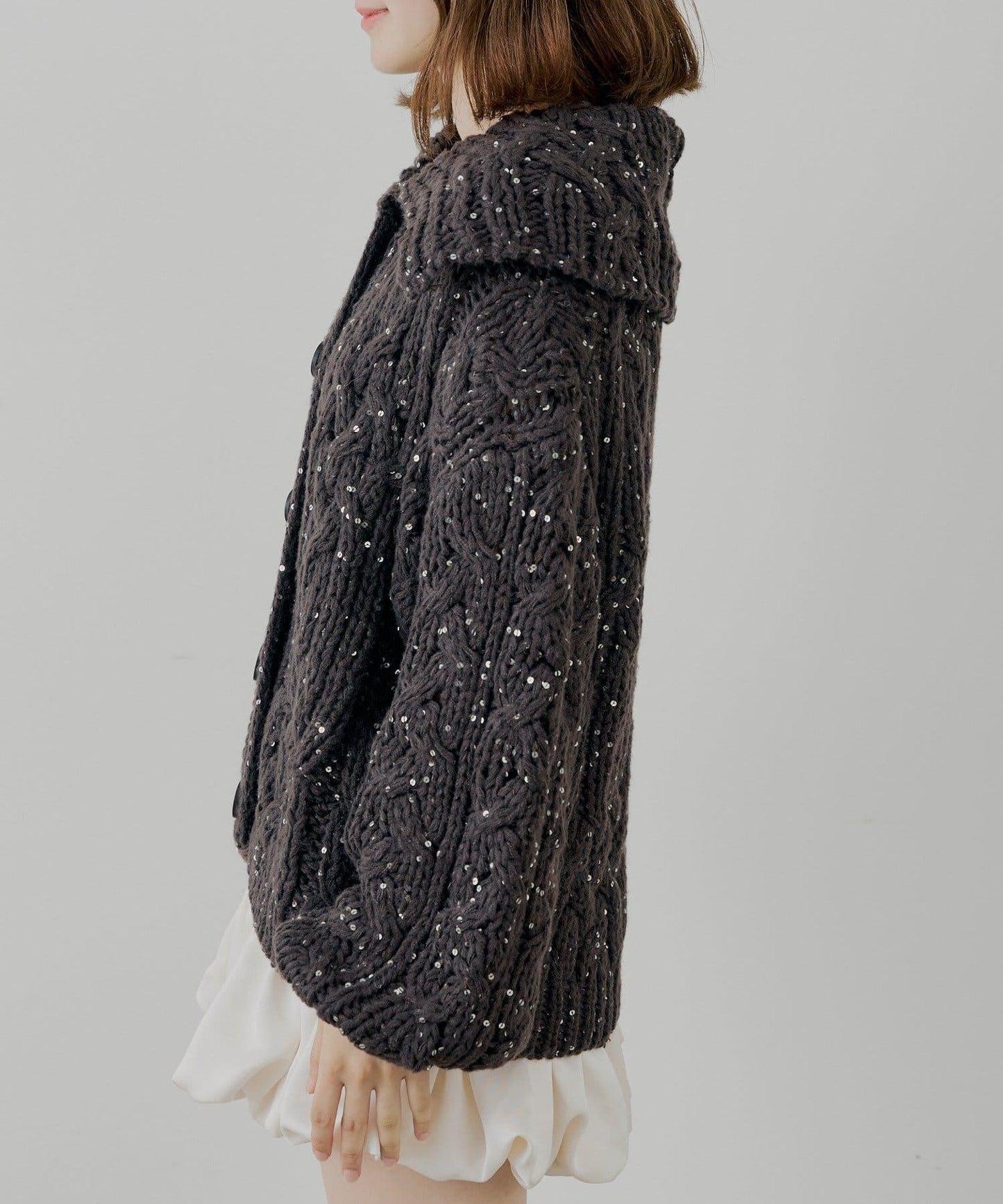 亮片編織寬鬆開衫