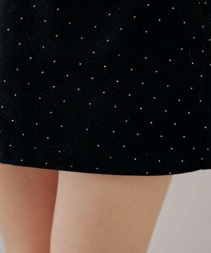 鑲鑽梯形修身迷你裙