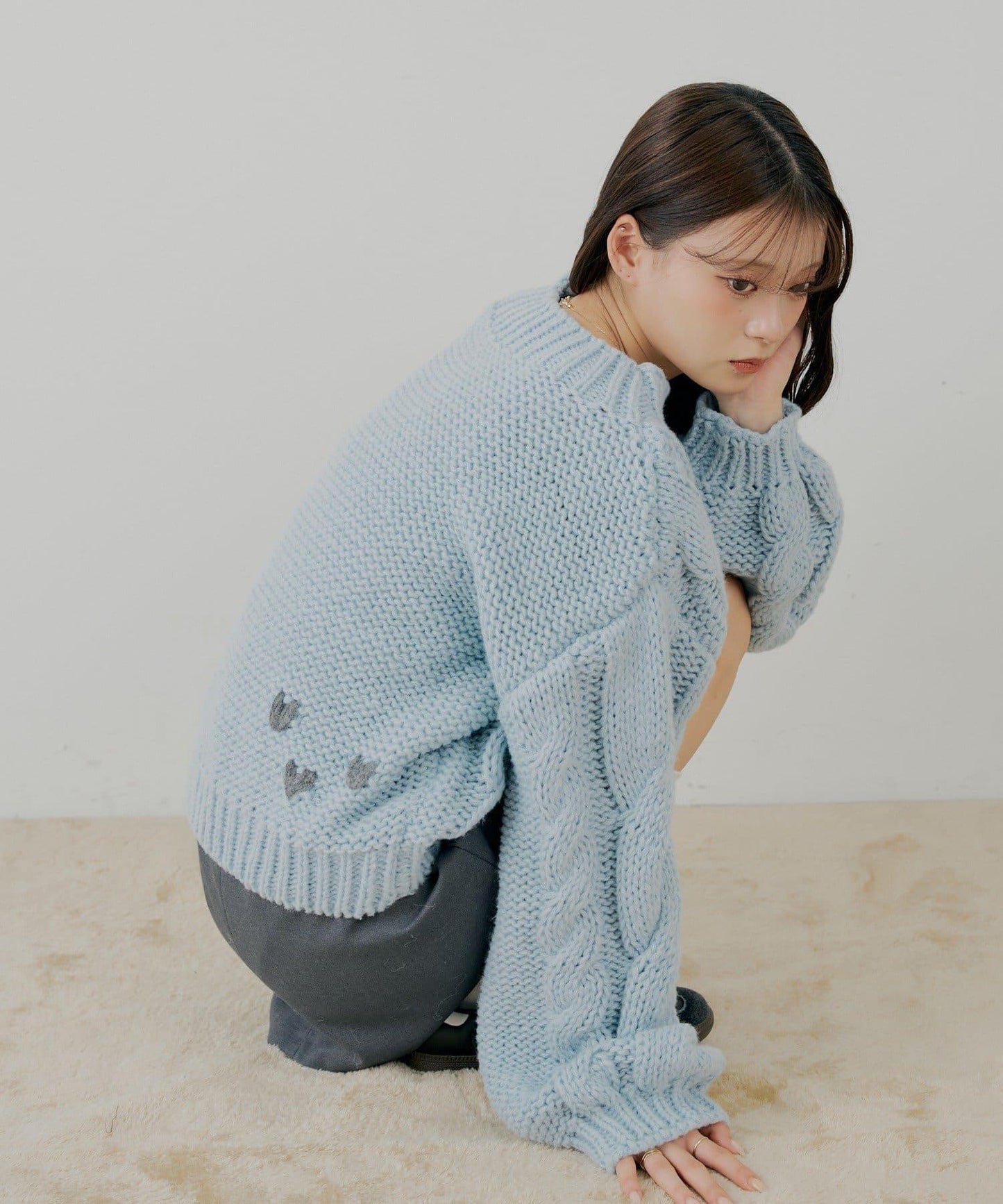 寬鬆大號麻花針織衫