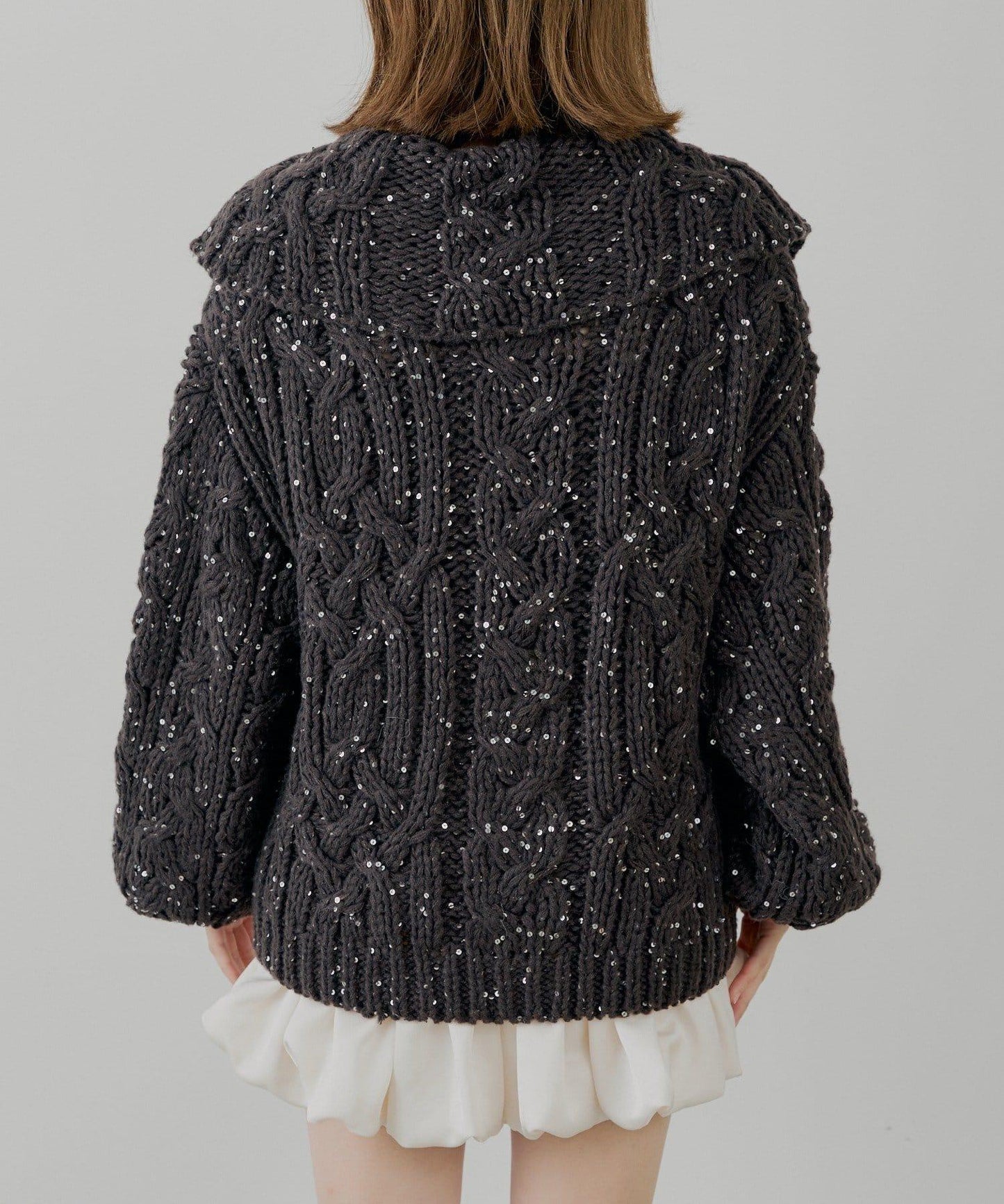 亮片編織寬鬆開衫