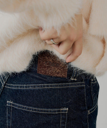 拼接補丁喇叭牛仔褲