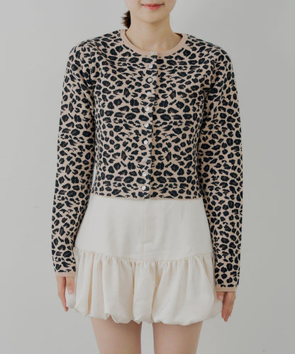 豹紋短款開衫【SALON by Chico】