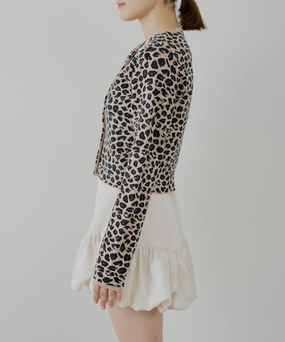 豹紋短款開衫【SALON by Chico】