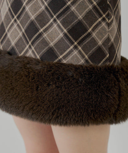 下襬毛絨緊身迷你裙
