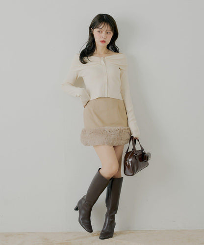 前扣露肩針織衫