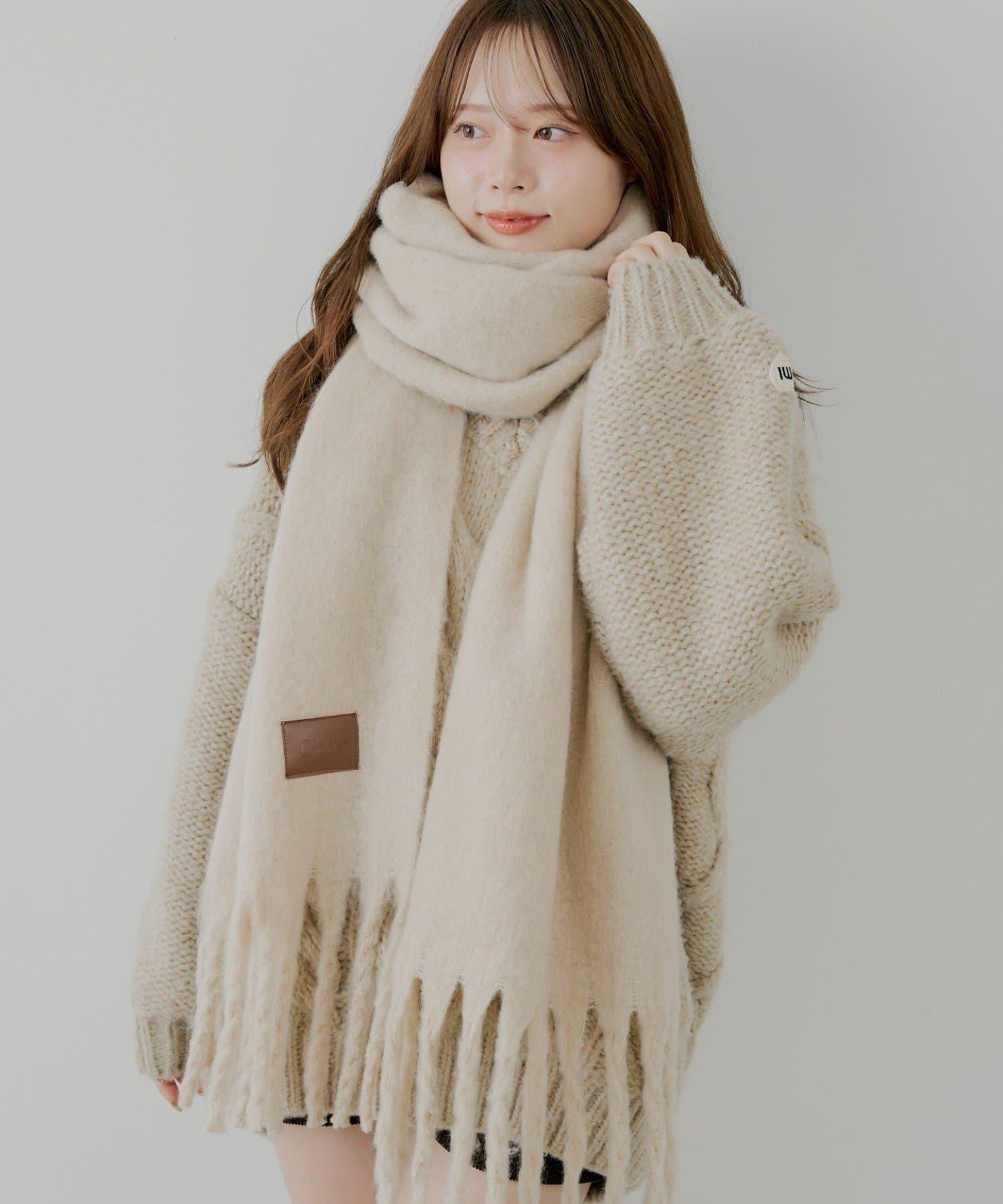 寬大流蘇加厚圍巾