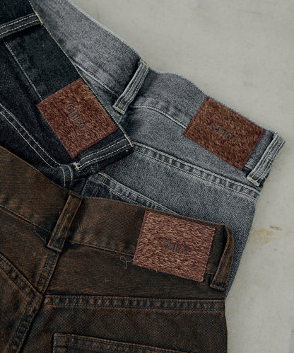 拼接補丁喇叭牛仔褲