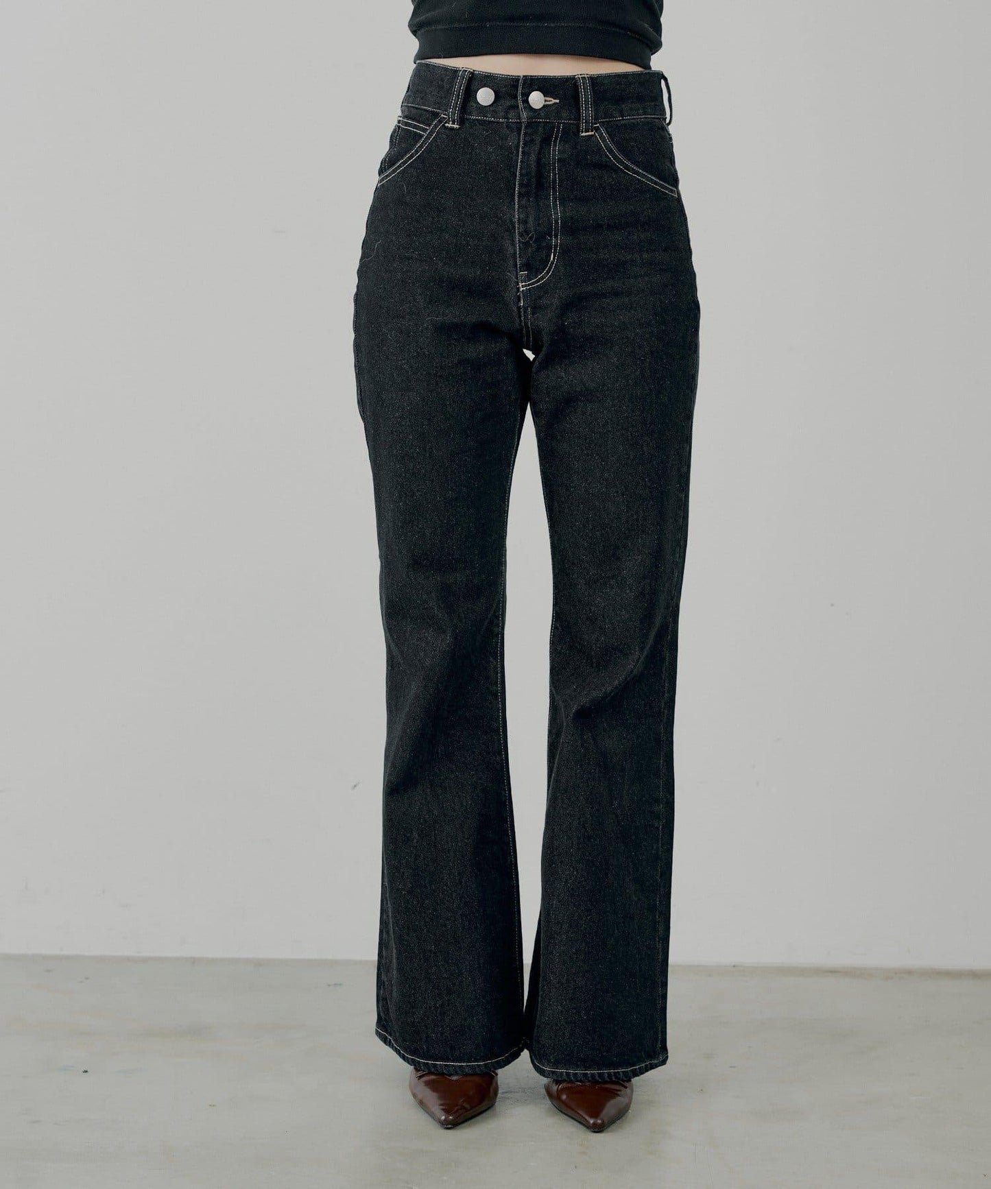 拼接補丁喇叭牛仔褲