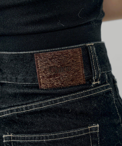 拼接補丁喇叭牛仔褲