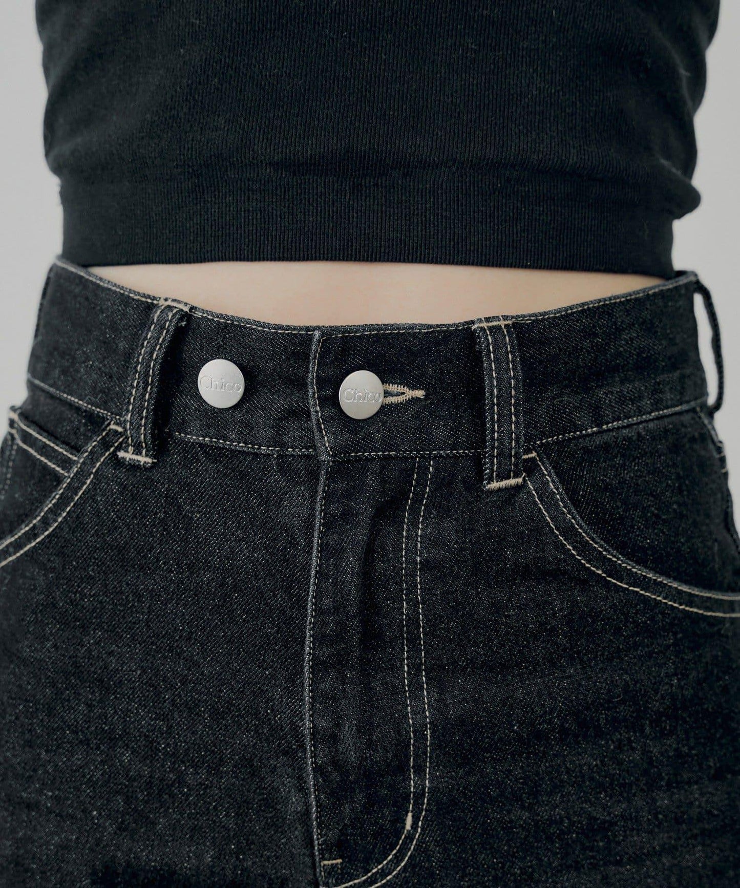 拼接補丁喇叭牛仔褲