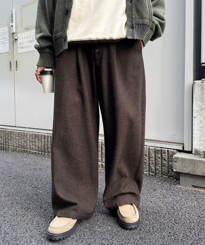 斜紋寬鬆休閒長褲