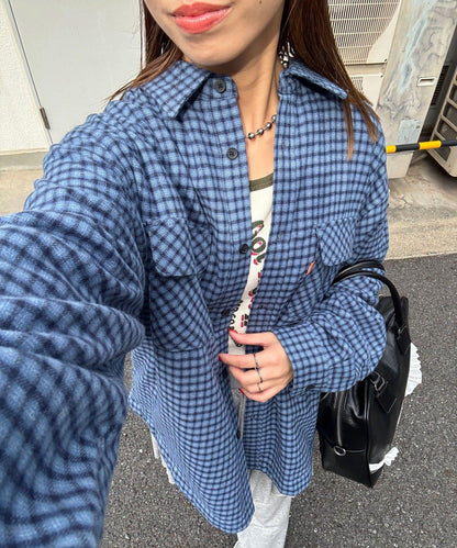 拼色格紋襯衫夾克