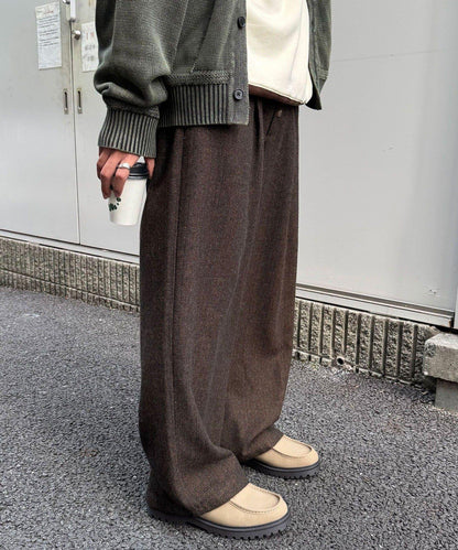 斜紋寬鬆休閒長褲