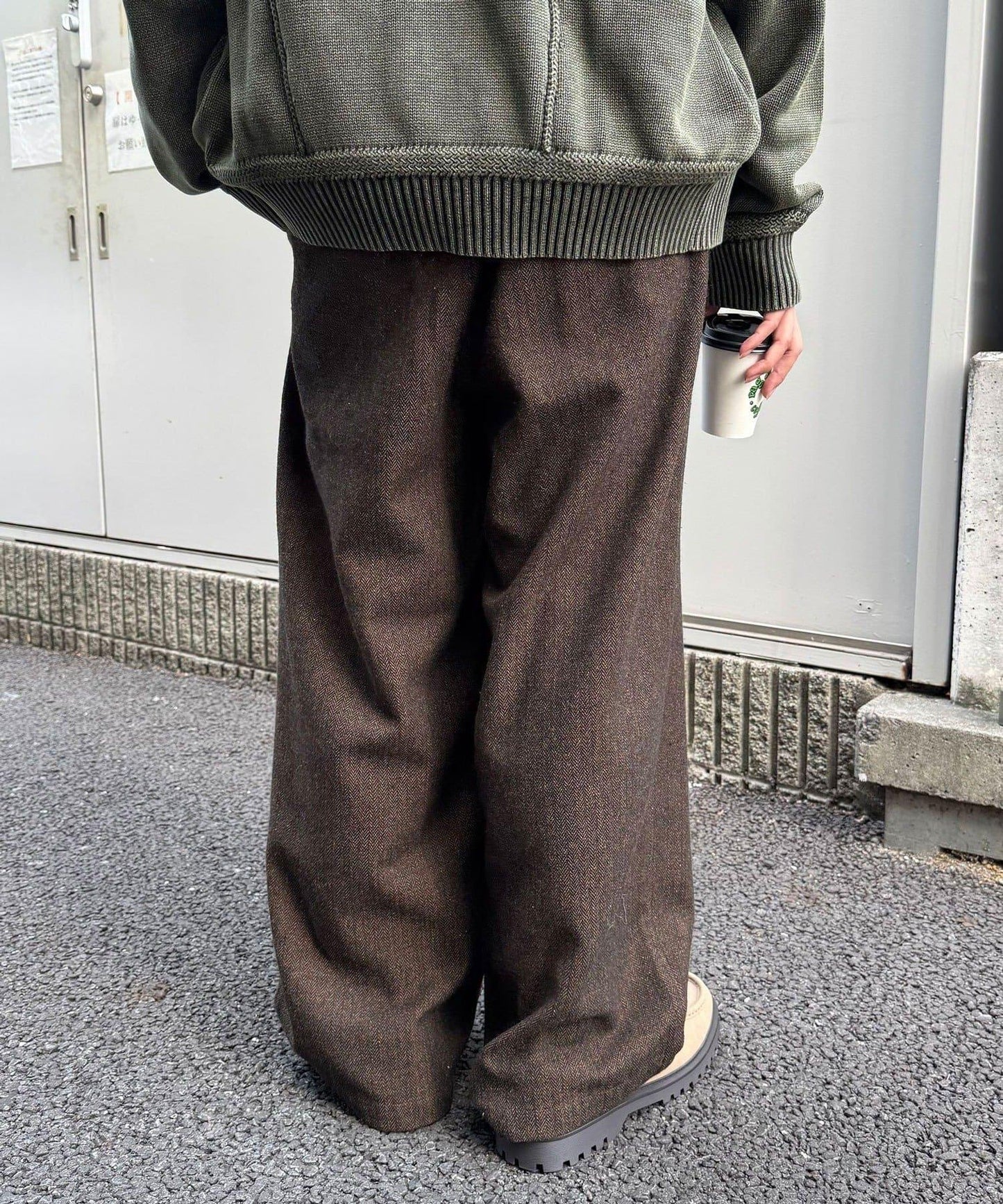 斜紋寬鬆休閒長褲