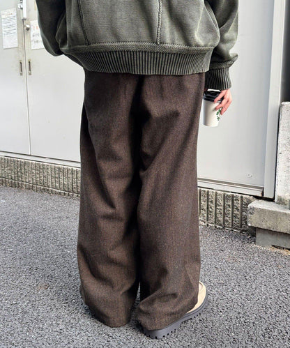 斜紋寬鬆休閒長褲