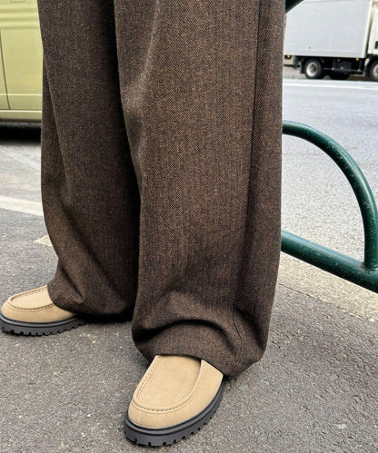 斜紋寬鬆休閒長褲