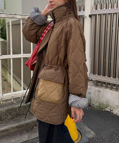 拼接羊羔絨拼色夾棉中長款外套