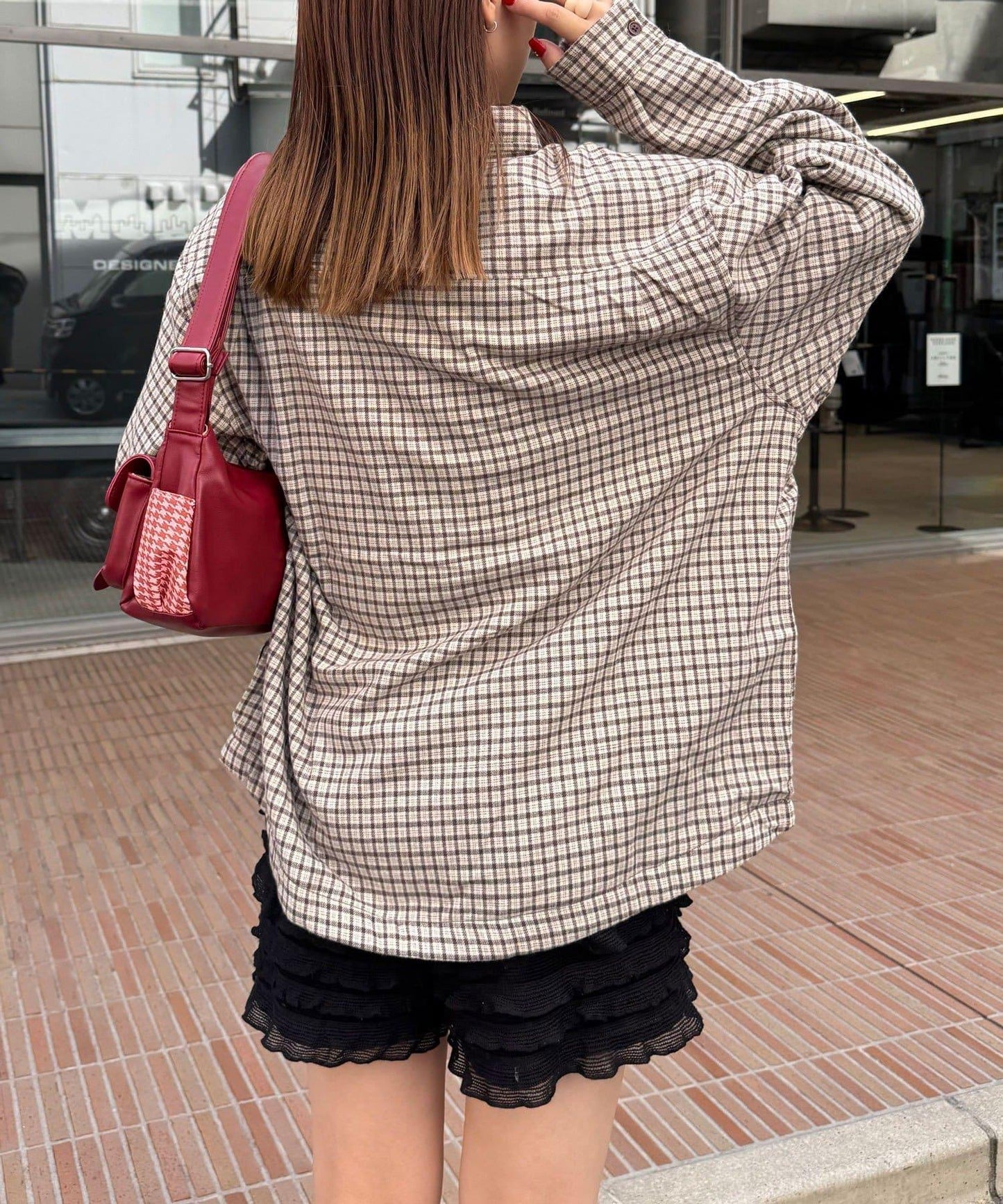 拼色格紋襯衫夾克