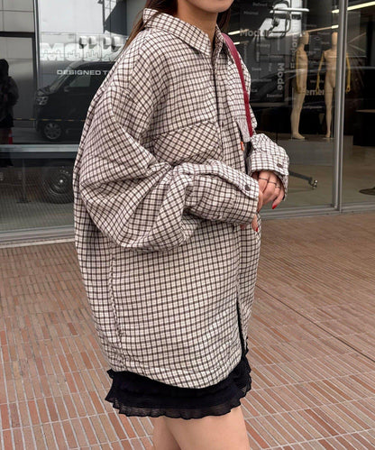 拼色格紋襯衫夾克