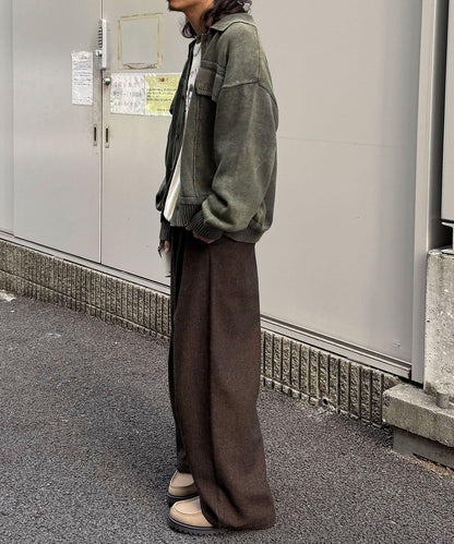 斜紋寬鬆休閒長褲