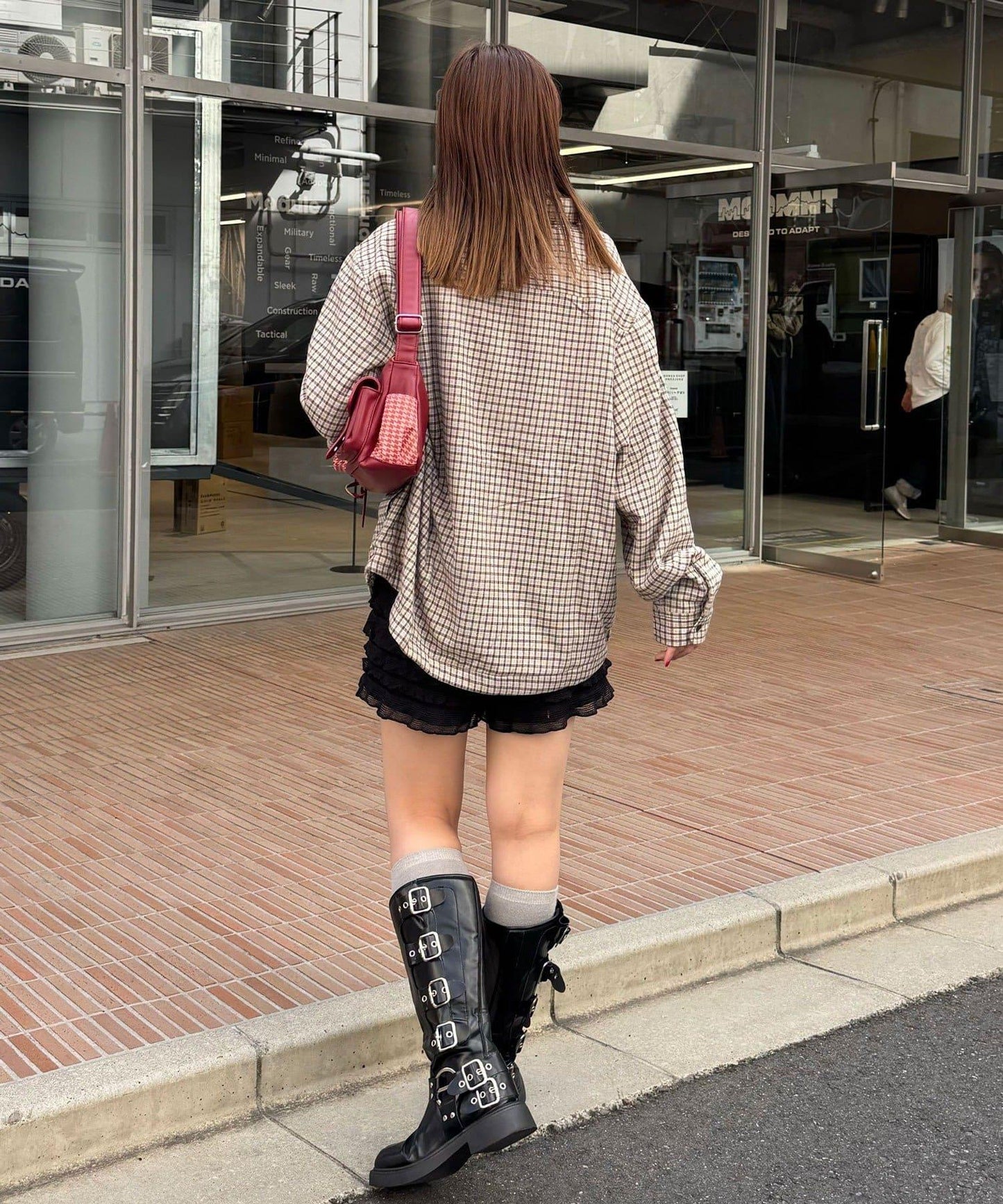 拼色格紋襯衫夾克