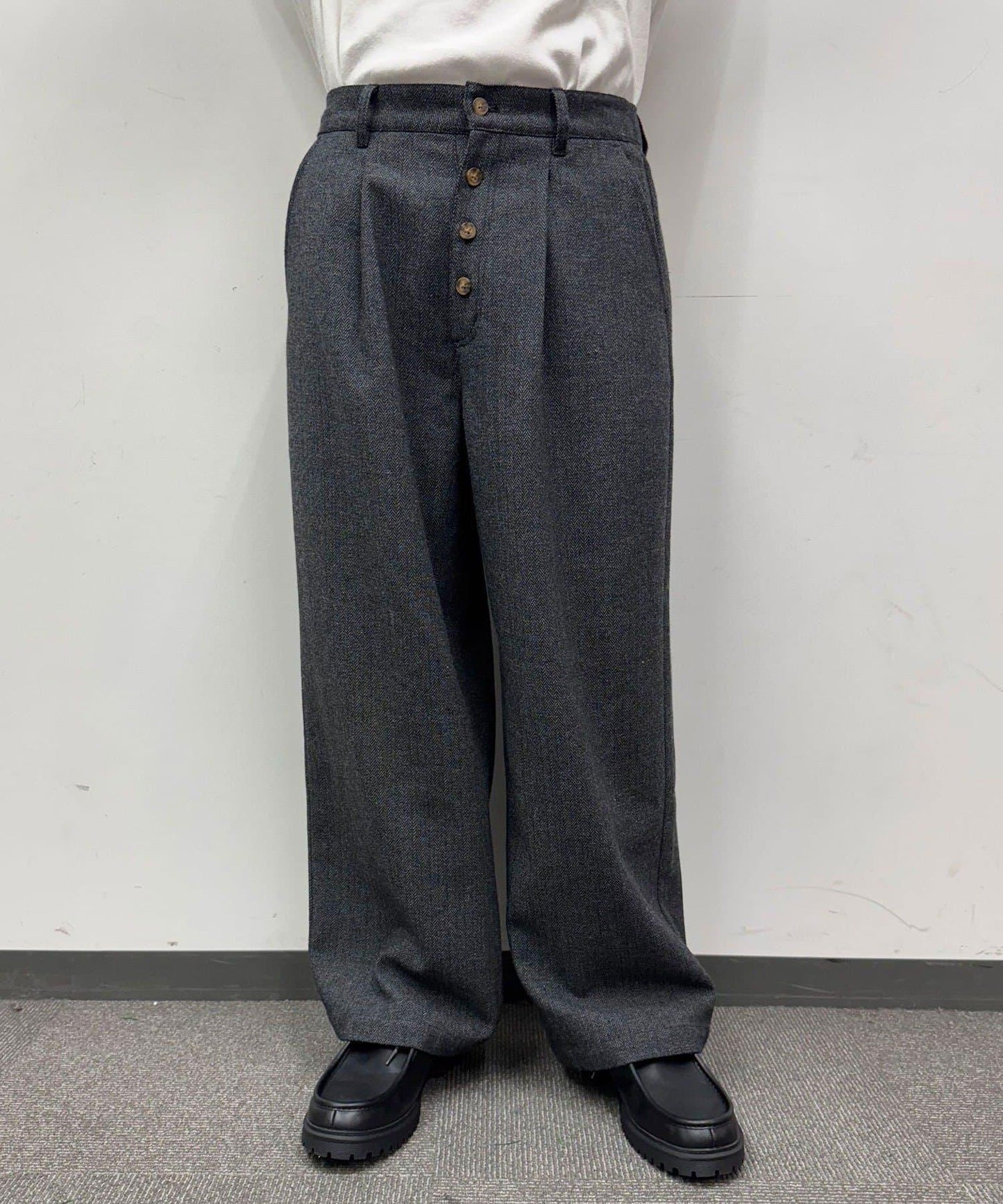 斜紋寬鬆休閒長褲