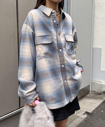 拼色格紋襯衫夾克