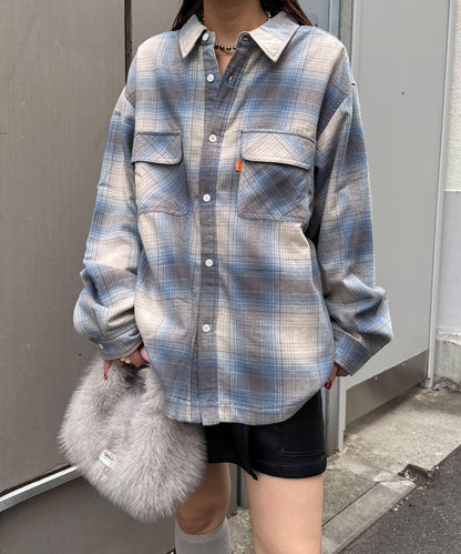 拼色格紋襯衫夾克