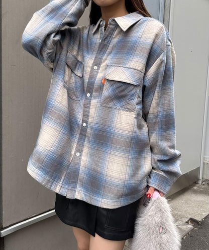 拼色格紋襯衫夾克