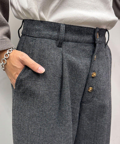 斜紋寬鬆休閒長褲