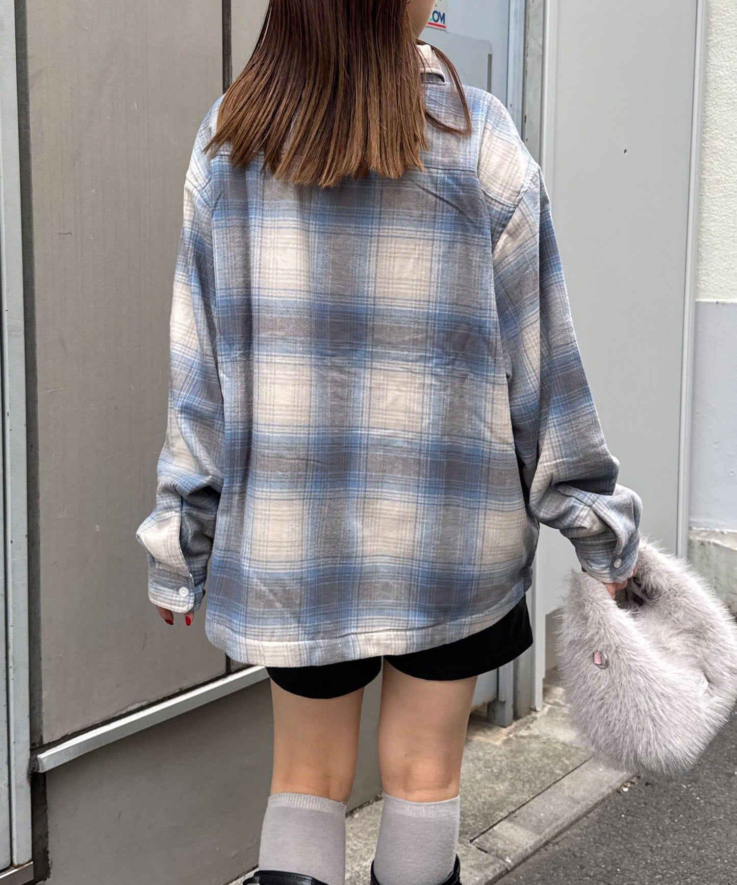 拼色格紋襯衫夾克