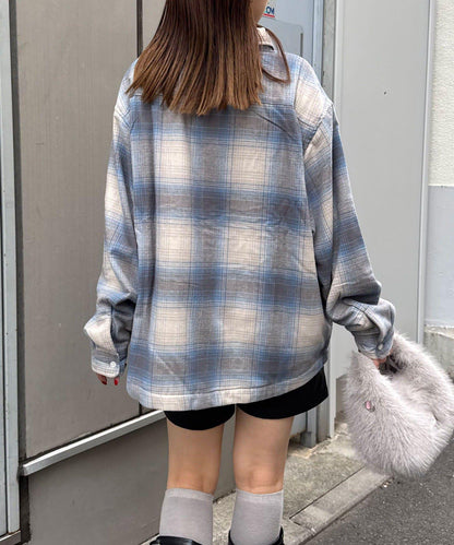 拼色格紋襯衫夾克