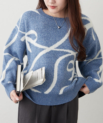 大蝴蝶結圖案針織衫