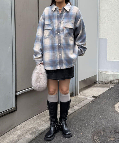 拼色格紋襯衫夾克