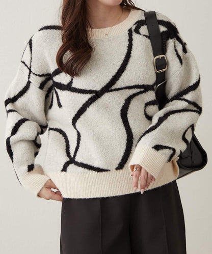 大蝴蝶結圖案針織衫