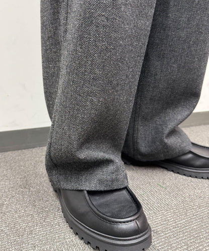 斜紋寬鬆休閒長褲